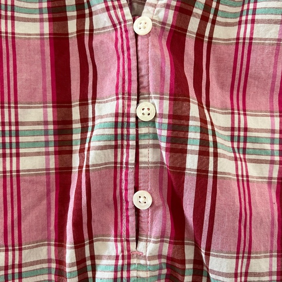 J Crew Plaid Mini Ruffle Dress Long Sleeve Sweet Briar Marine Size 2 - Picture 4 of 8